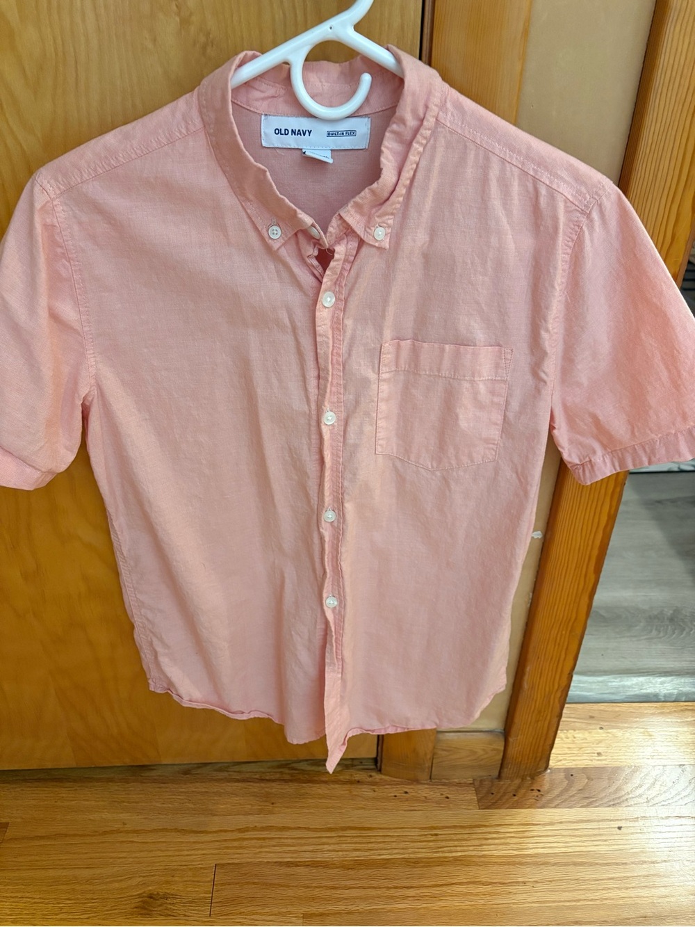 Old Navy Boy’s Pink Short-Sleeve Button-Up Shirt